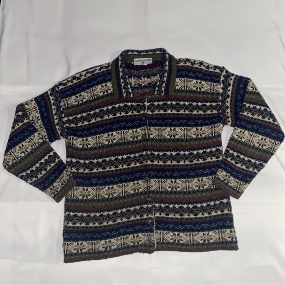 Kathy Ireland Patterned Button Down Multicolor Ac… - image 1